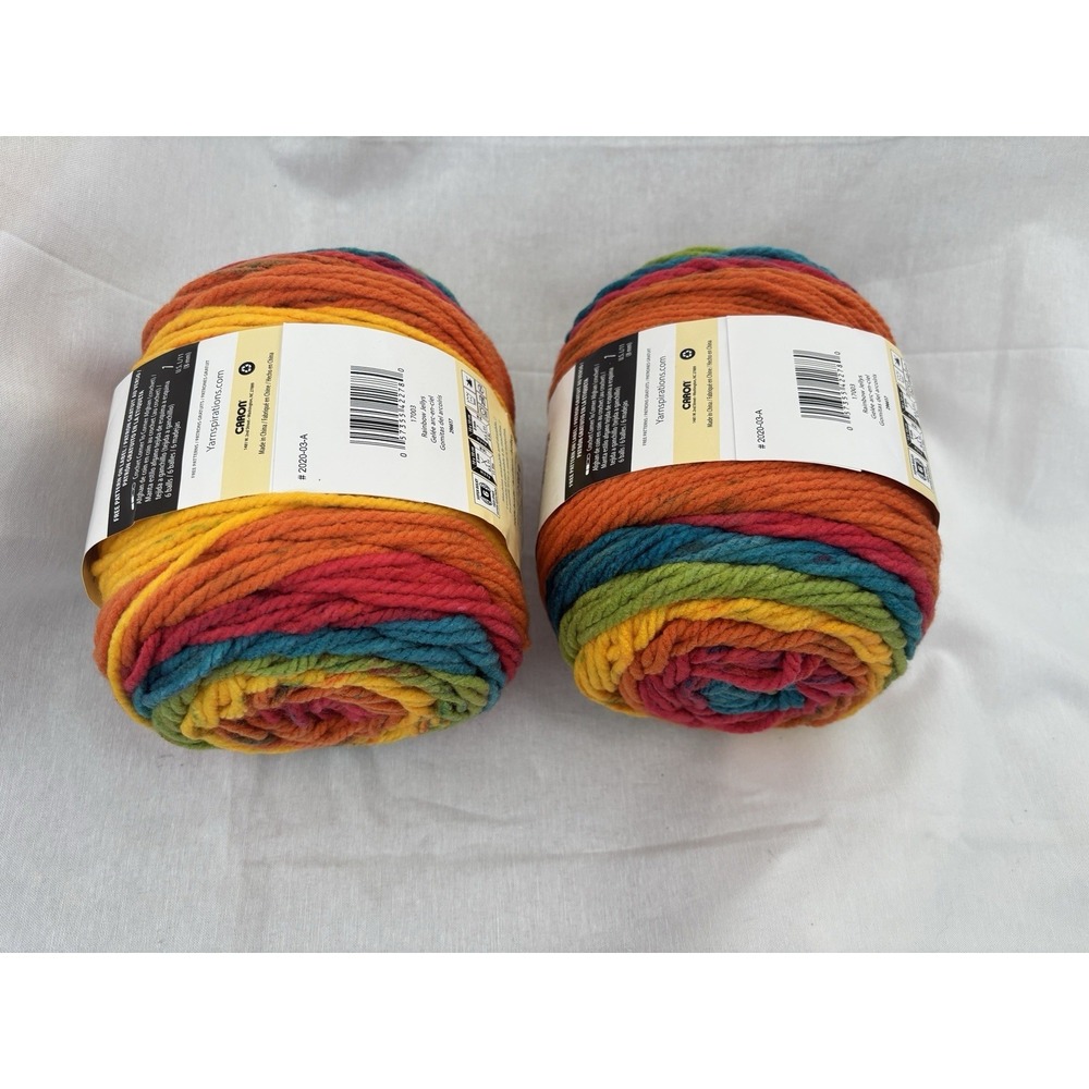 2 Yarnspirations Caron Chunky Cakes Yarn Rainbow Jellys 9.8oz Each 100% Acrylic - Picture 6 of 6
